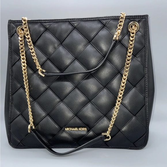 Michael Kors REGINA Quilted Large Shoulder/Tote Bag Black Like New - Picture 2 of 9